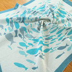 Swirling Fishes Blue Half Linen Blanket by Didymos Home Hobby
