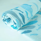 Swirling Fishes Blue Half Linen Blanket by Didymos Home Hobby
