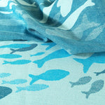Swirling Fishes Blue Half Linen Blanket by Didymos Home Hobby