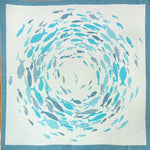Swirling Fishes Blue Half Linen Blanket by Didymos Home Hobby
