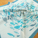 Swirling Fishes Blue Half linen Blanket by Didymos - Home & HobbyLittle Zen One89254736