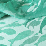 Swirling Fishes Emerald Half Linen Blanket by Didymos Home Hobby