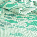 Swirling Fishes Green Blanket by Didymos Home Hobby