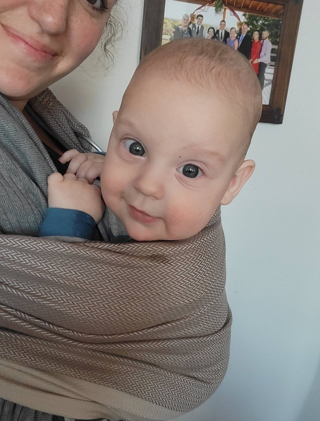 LennyLamb Ring Sling Herringbone Cafe Latte Natalie Elise