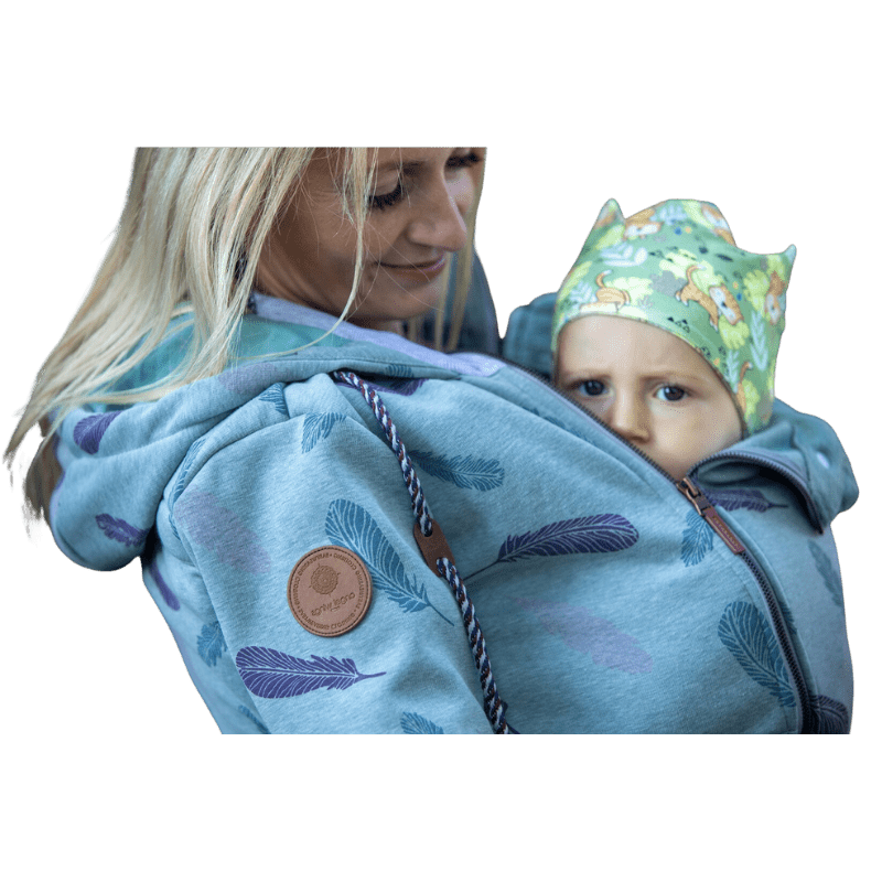 Angel Wings Babywearing Hoodie Feathers Mint-Babywearing Outerwear-Angel Wings-canada and usa-Little Zen One-2