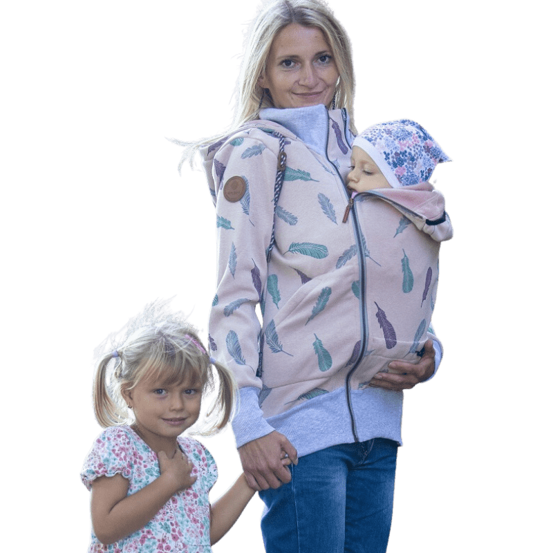 Angel Wings Babywearing Hoodie Feathers Old Pink Little Zen One