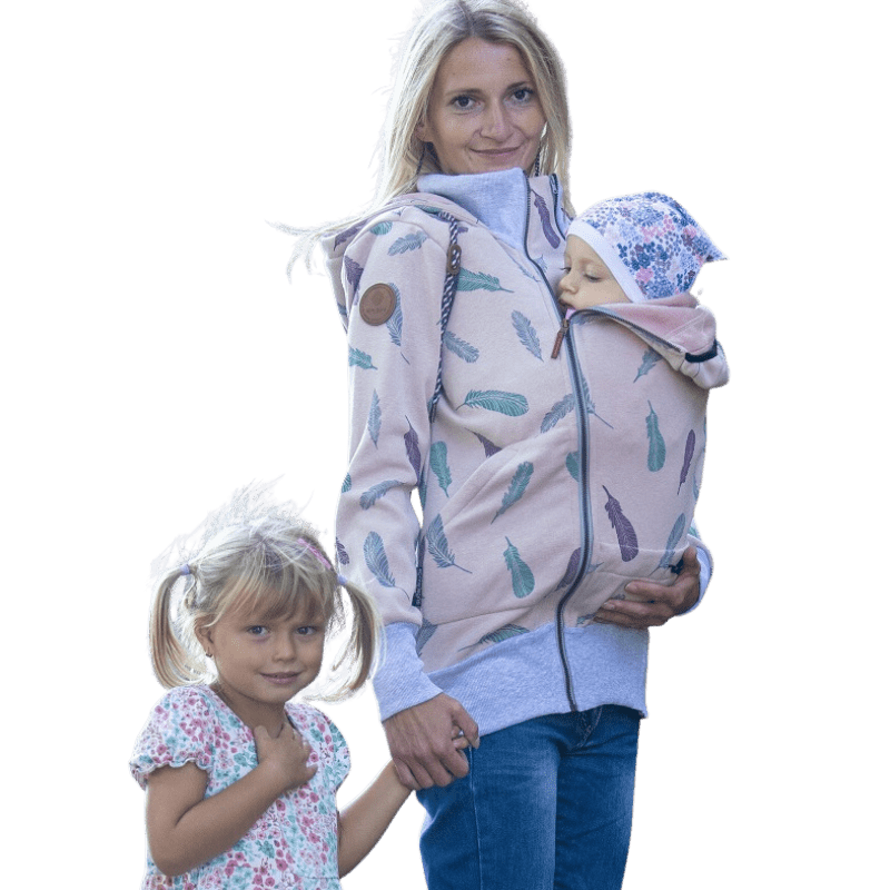 Angel Wings Babywearing Hoodie Feathers Old Pink-Babywearing Outerwear-Angel Wings-canada and usa-Little Zen One-1