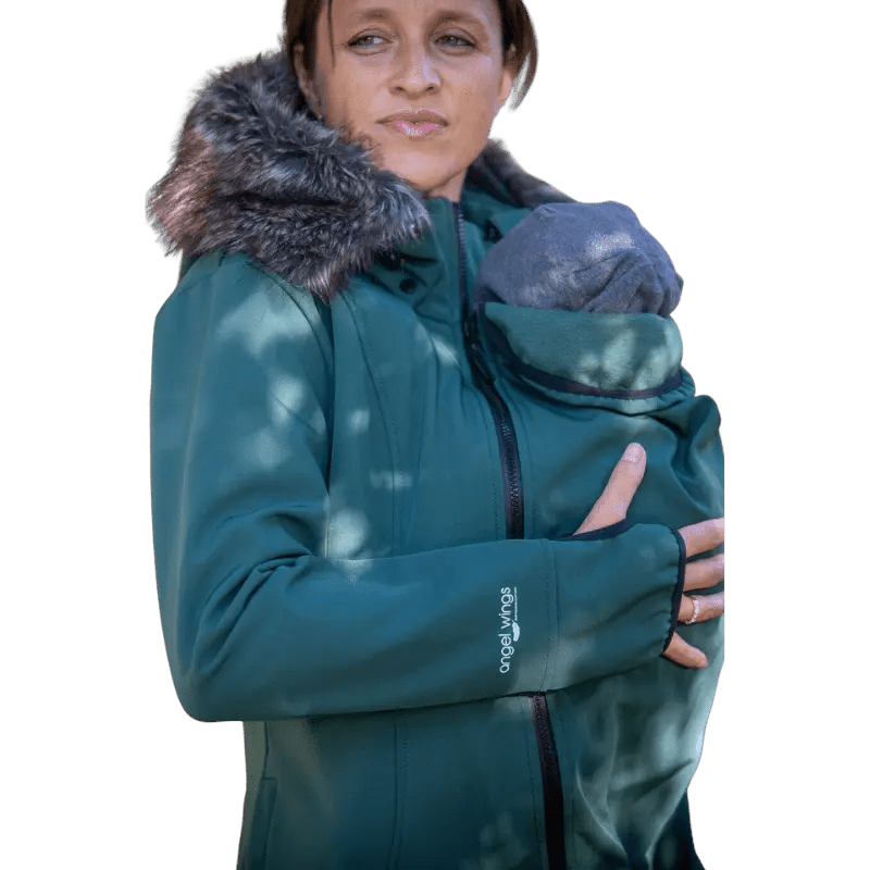 Angel Wings Babywearing Softshell Coat Green Babywearing Outerwear