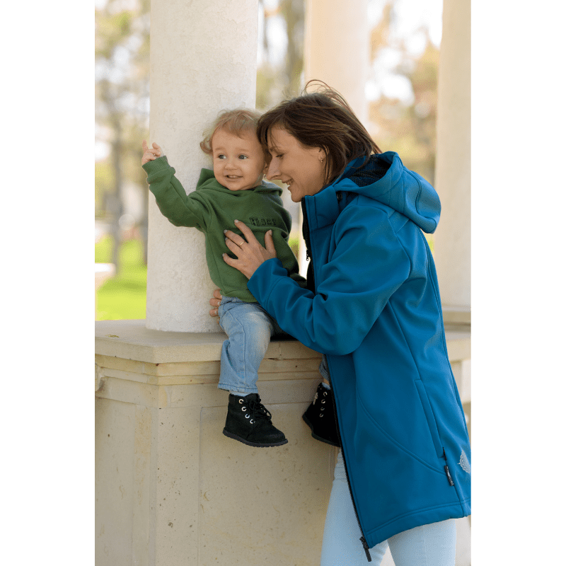 Angel Wings Babywearing Softshell Jacket Teal Blue Little Zen One