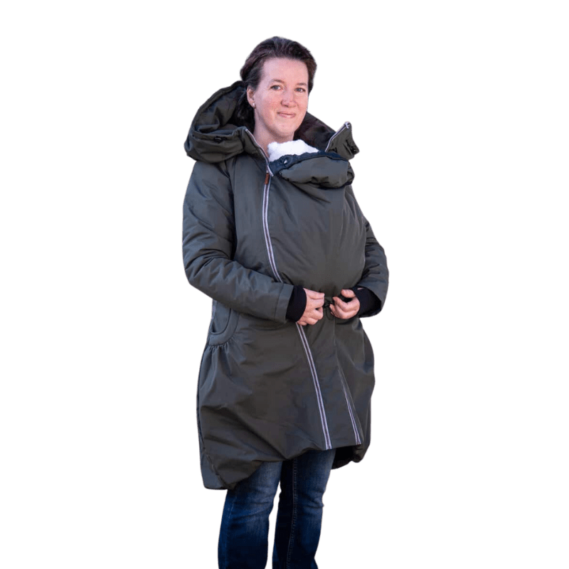 Angel Wings Babywearing Winter Coat Khaki-Babywearing Outerwear-Angel Wings-canada and usa-Little Zen One-1