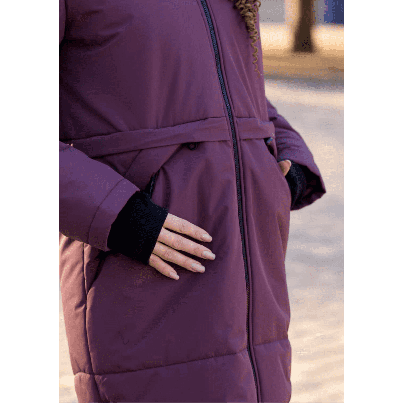 Angel Wings Babywearing Winter Long Coat Burgundy-Babywearing Outerwear-Angel Wings-canada and usa-Little Zen One-4