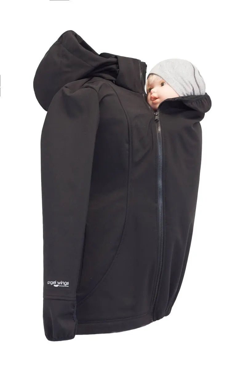 Angel Wings Black Babywearing Softshell Jacket - Babywearing OuterwearLittle Zen One28888144