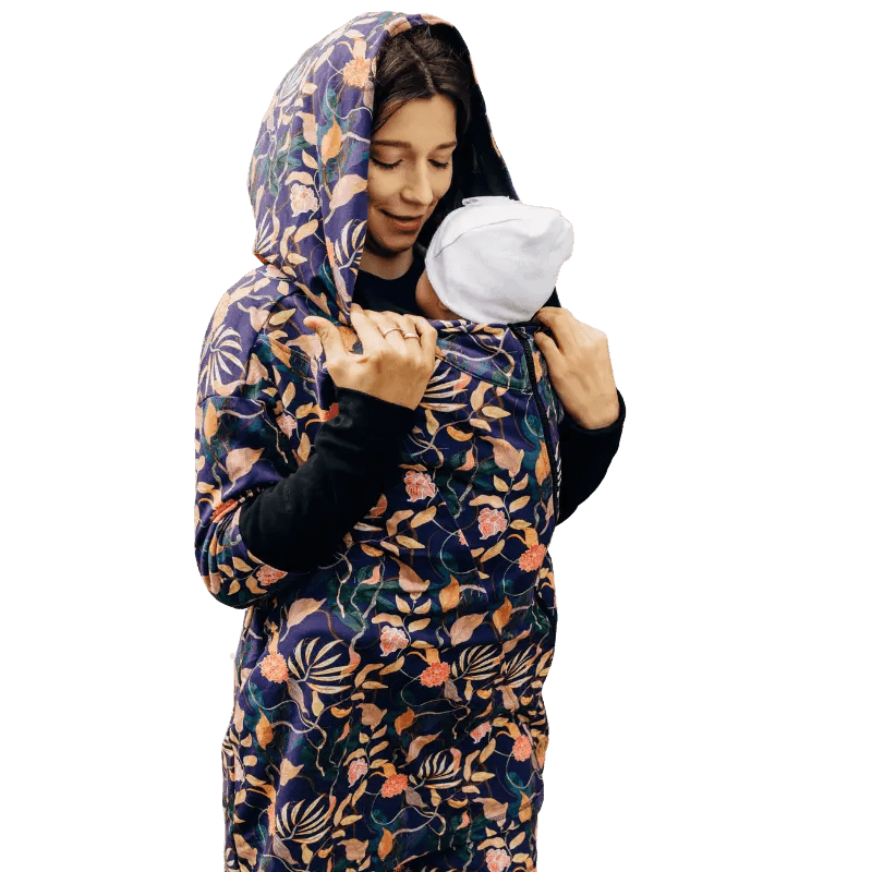 Babywearing Hoodie Vintage Flowers
