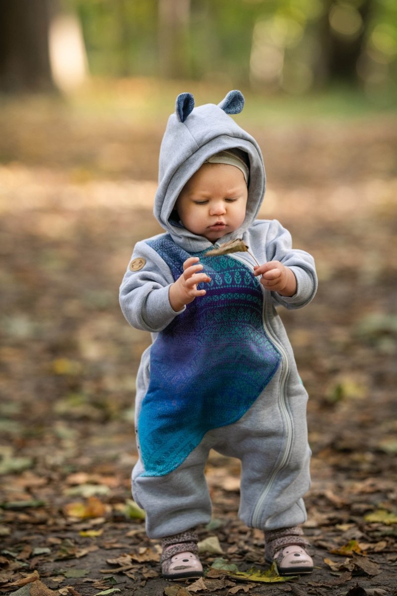 Bear Romper Peacocks Tail Fantasy grey by LennyLamb - Baby Carrier AccessoriesLittle Zen One