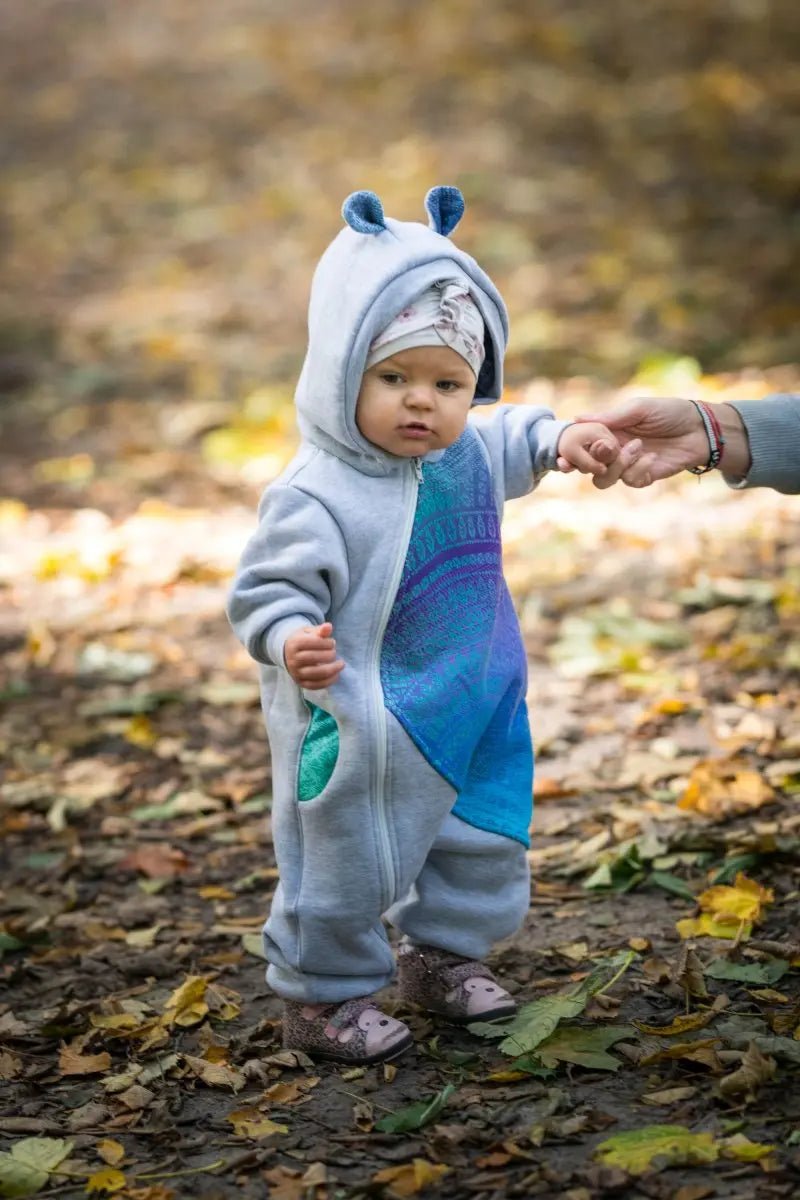Bear Romper Peacock's Tail Fantasy grey by LennyLamb - Baby Carrier AccessoriesLittle Zen One32932176
