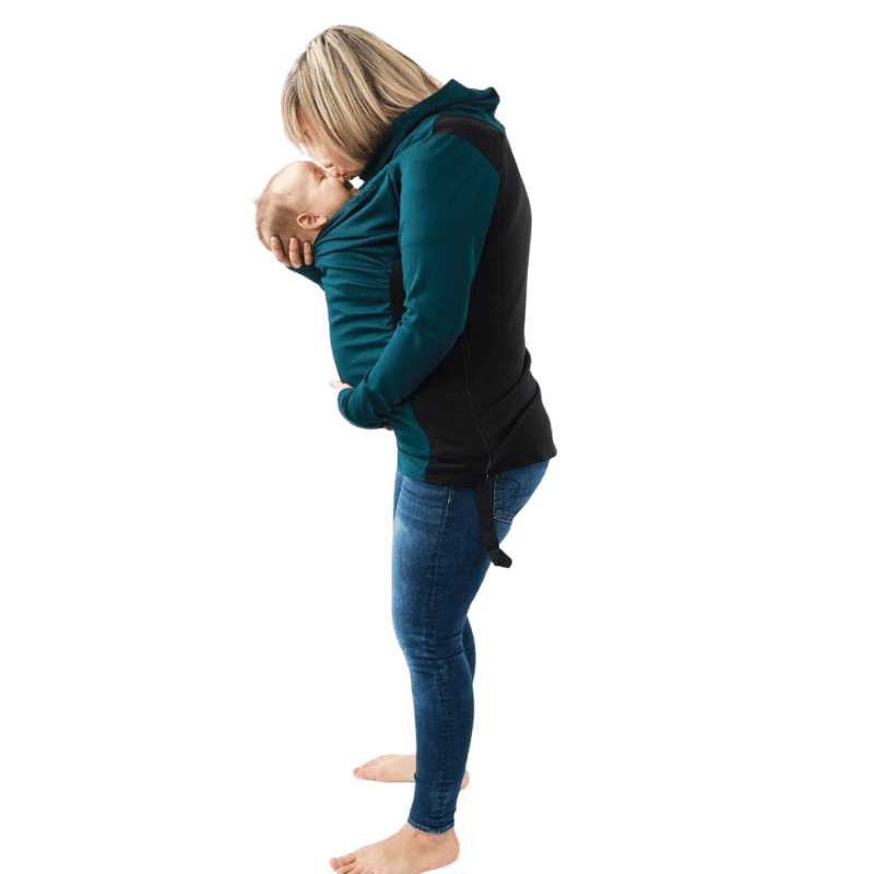 Belly Bedaine Kiroo Babywearing Sweater Teal and Black-Babywearing Outerwear-Belly Bedaine-canada and usa-Little Zen One-1