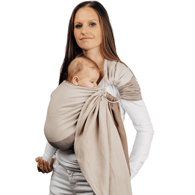 Herringbone Cafe Latte Ring Sling by LennyLamb - Ring SlingLittle Zen One