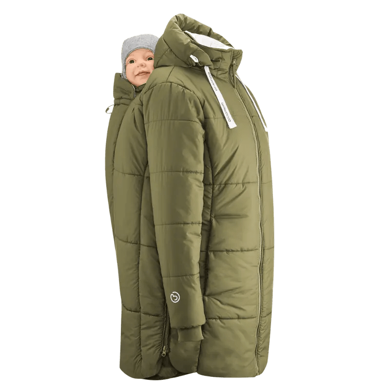 Mamalila Copenhagen Khaki Winter Maternity and Babywearing Coat Babywearing