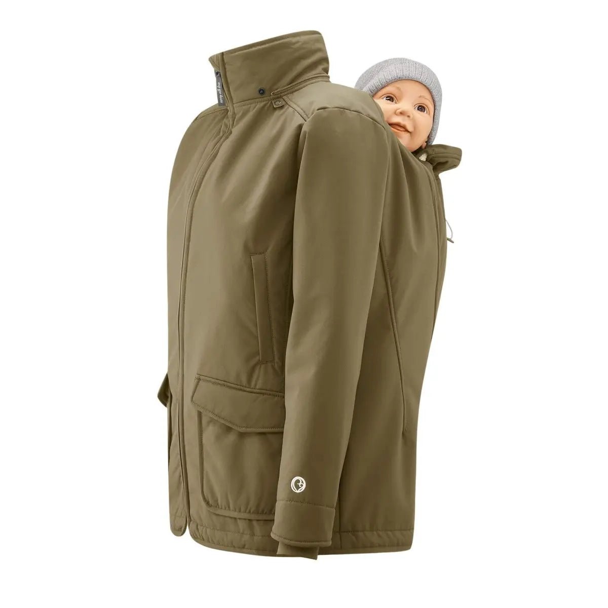 Mamalila Cosy Allrounder Khaki Softshell Maternity and Babywearing Jacket