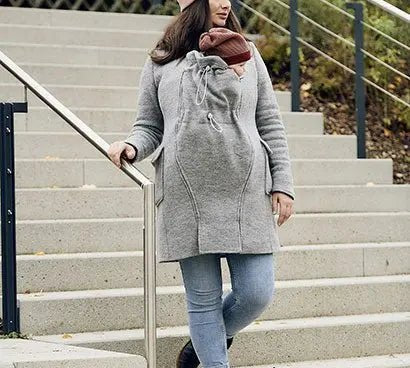 Mamalila Maternity Babywearing Wool Coat Vienna Light Grey Babywearing Outerwear