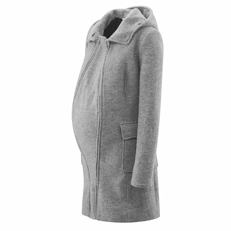 Mamalila Maternity Babywearing Wool Coat Vienna Light Grey Babywearing Outerwear