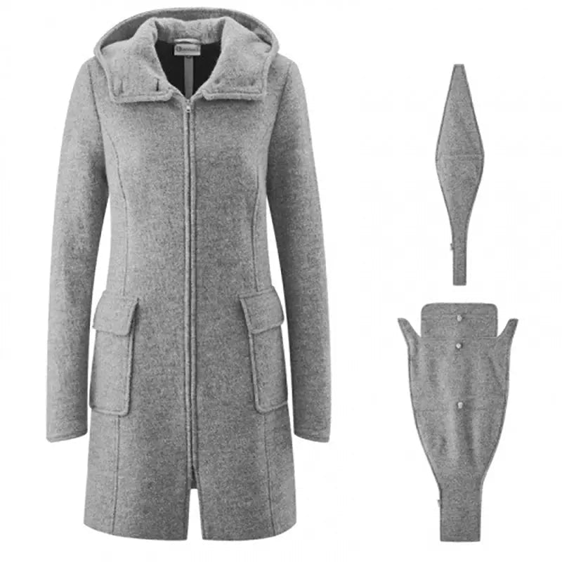 Mamalila Maternity Babywearing Wool Coat Vienna Light Grey Babywearing Outerwear