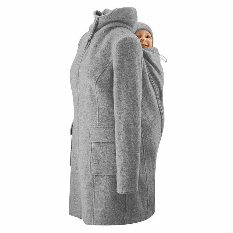 Mamalila Maternity + Babywearing Wool Coat Vienna Light grey - Babywearing OuterwearLittle Zen One4251054511875