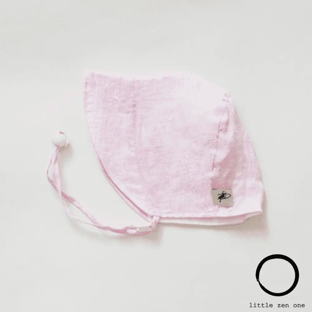 Pink Check Linen Infant and Toddler Upf50 Sun Protection Bonnet Baby Carrier