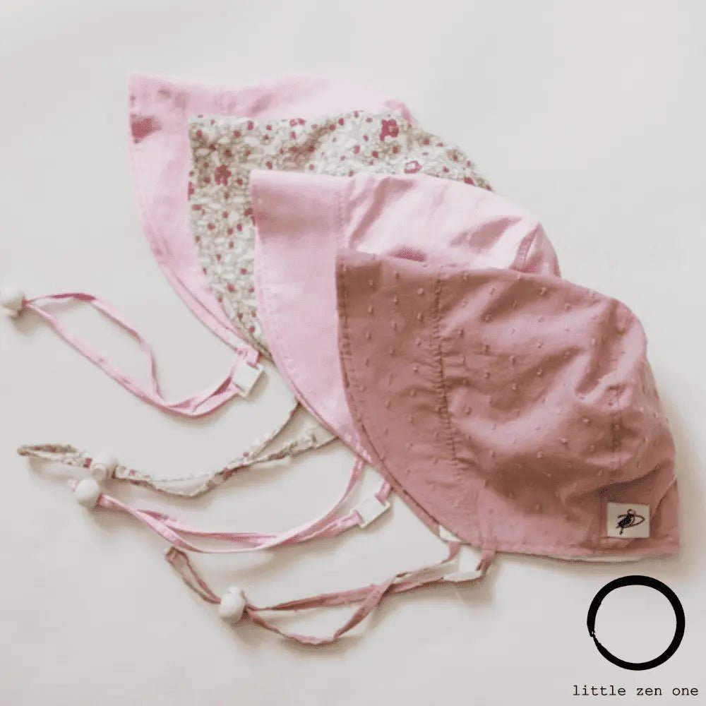 Pink Oxford Cotton Infant and Toddler Upf50 Sun Protection Bonnet Baby Carrier
