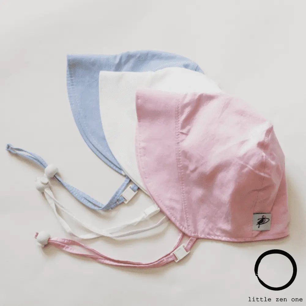 Pink Oxford Cotton Infant and Toddler UPF50+ Sun Protection Bonnet - Baby Carrier AccessoriesLittle Zen One628185032403